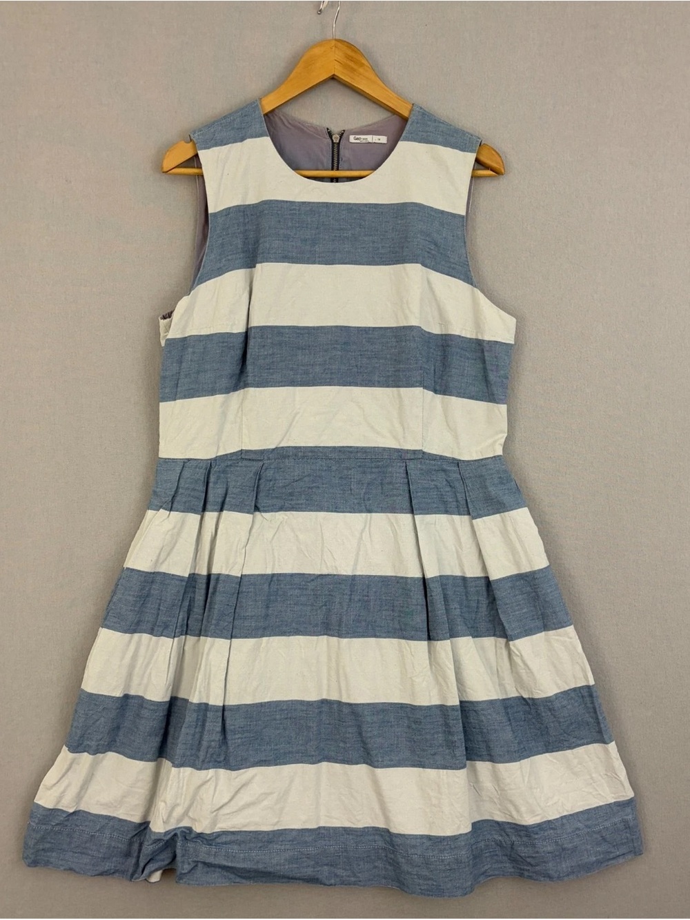 GAP Blue and White Striped Sleeveless Fit-and-Flare Dress